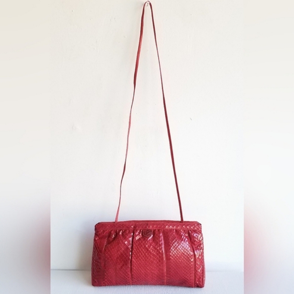 Vintage Palizzio Genuine Leather & Snakeskin Crossbody Hand Bag ⭐️⭐️ - Picture 3 of 16